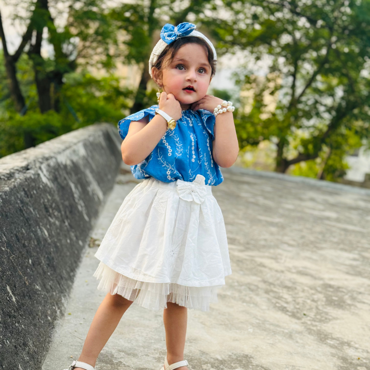 Bluebell Bloom Set Sky Blue Eid Dress | Pakistani Festive Kidswear