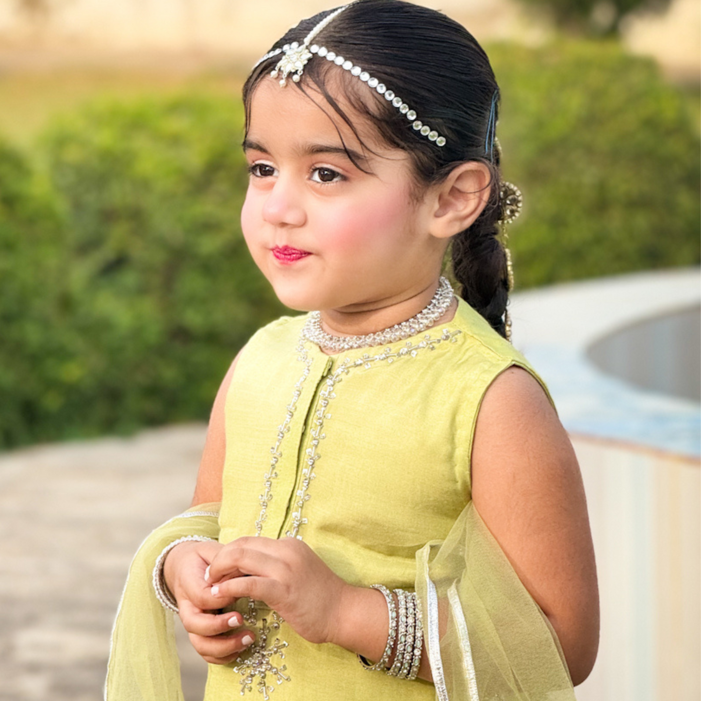 Silver Dew Lime Green Lior Lawn Silk Eid Wear | Luxury Pakistani Dress