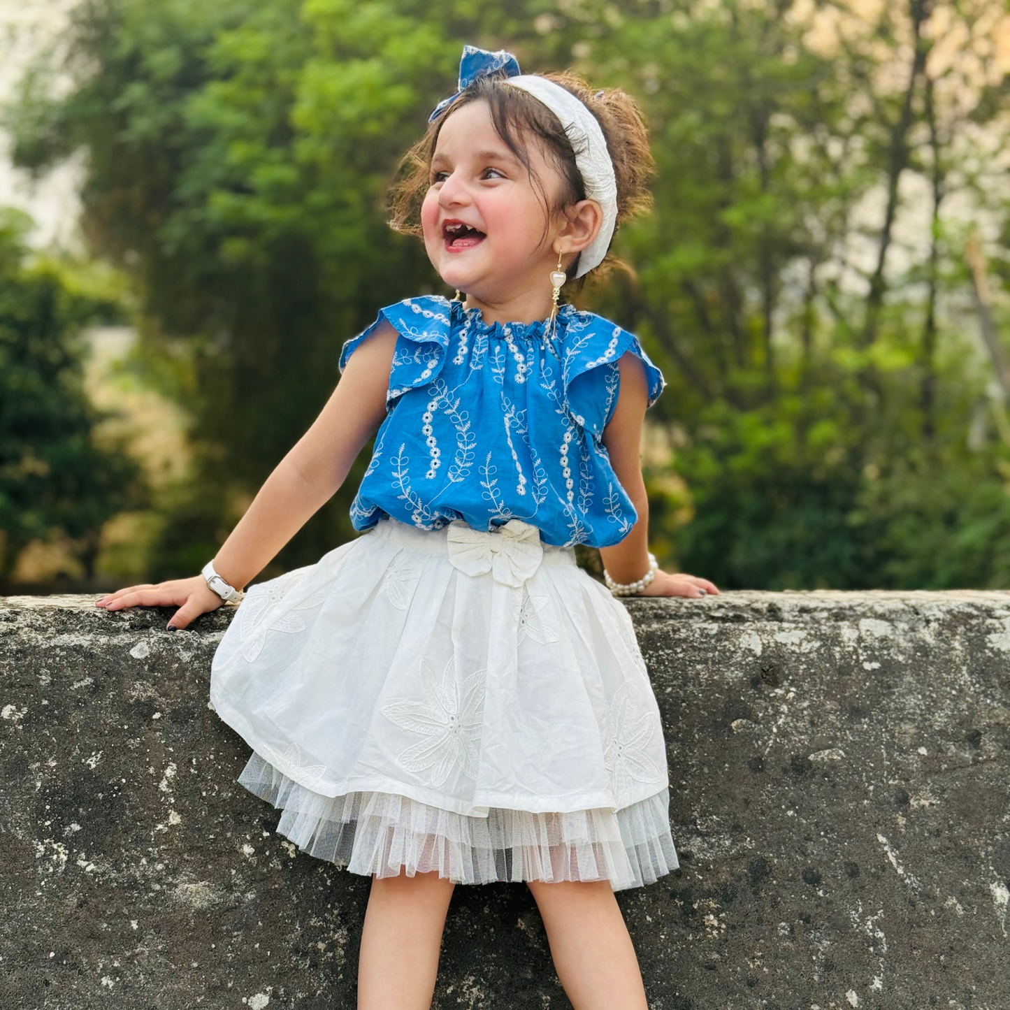 Bluebell Bloom Set Sky Blue Eid Dress | Pakistani Festive Kidswear