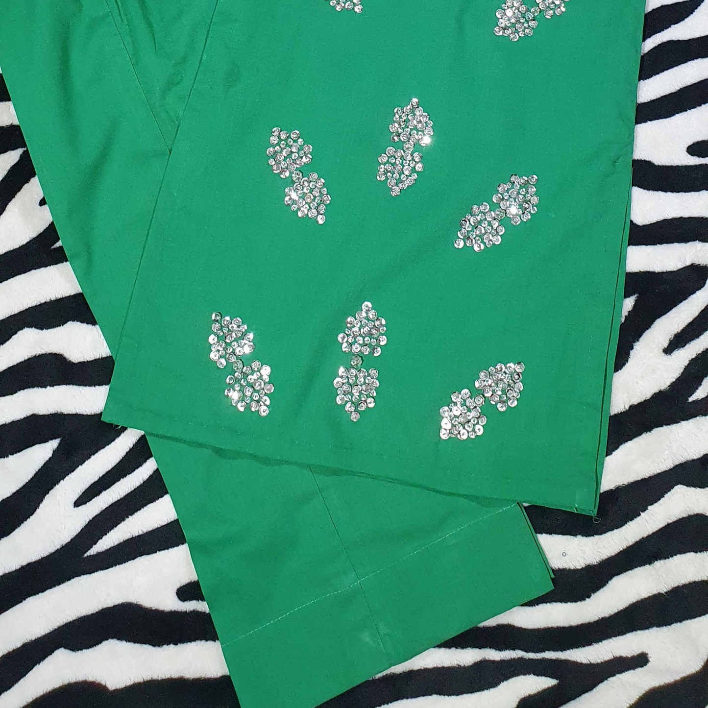 Emerelle Bottle Green Lawn Dress | Eid Wear | Pakistani Outfit
