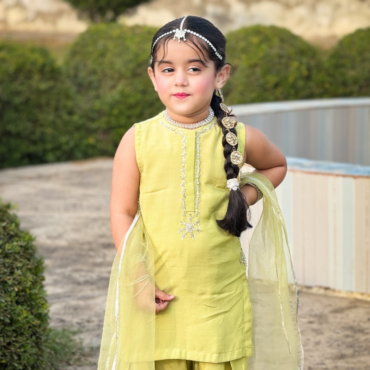 Silver Dew Lime Green Lior Lawn Silk Eid Wear | Luxury Pakistani Dress