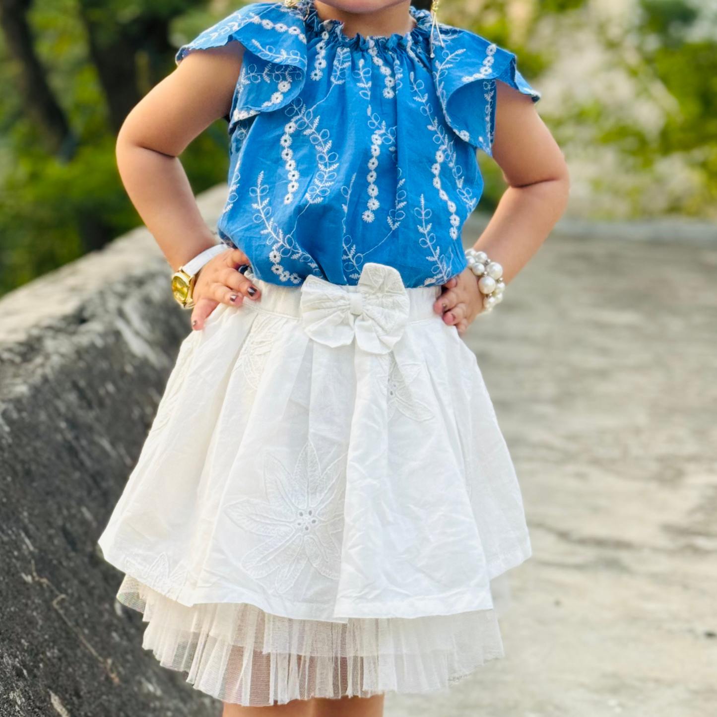 Bluebell Bloom Set Sky Blue Eid Dress | Pakistani Festive Kidswear