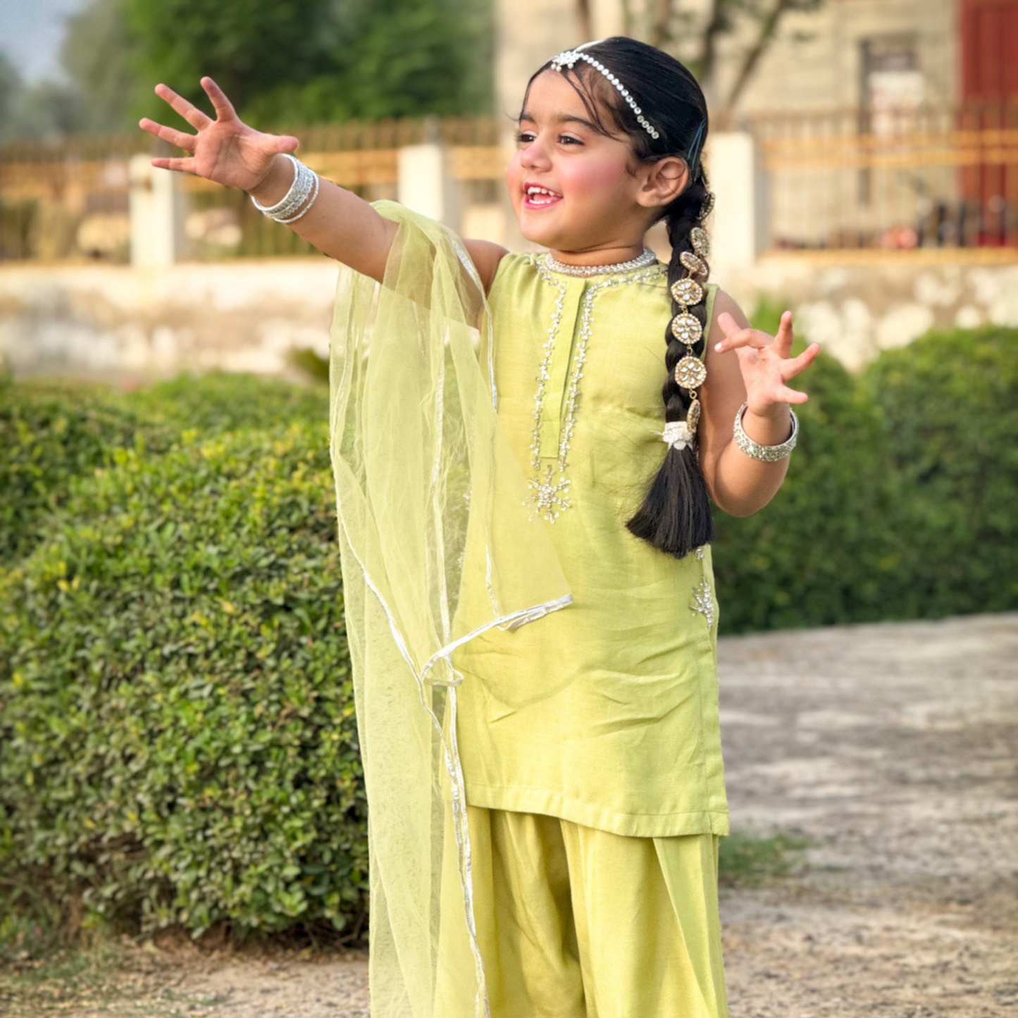 Silver Dew Lime Green Lior Lawn Silk Eid Wear | Luxury Pakistani Dress