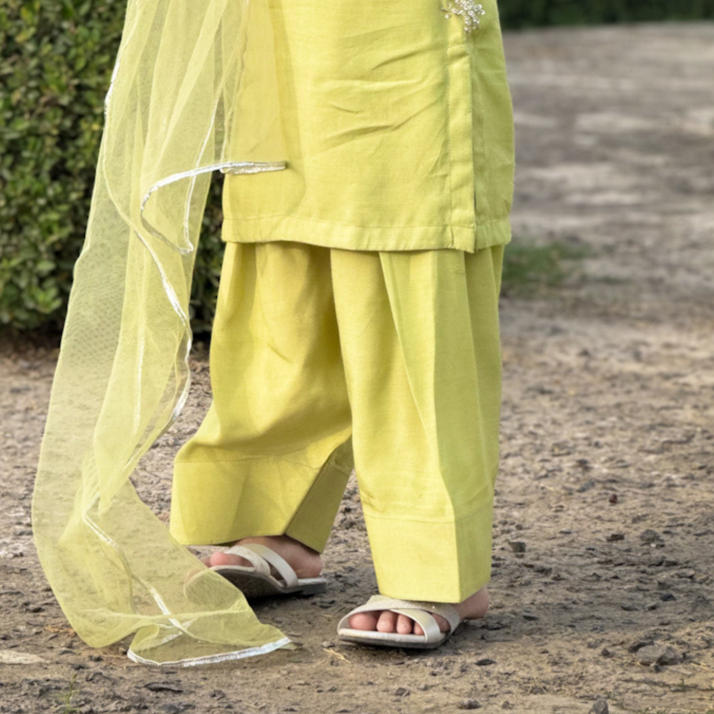 Silver Dew Lime Green Lior Lawn Silk Eid Wear | Luxury Pakistani Dress