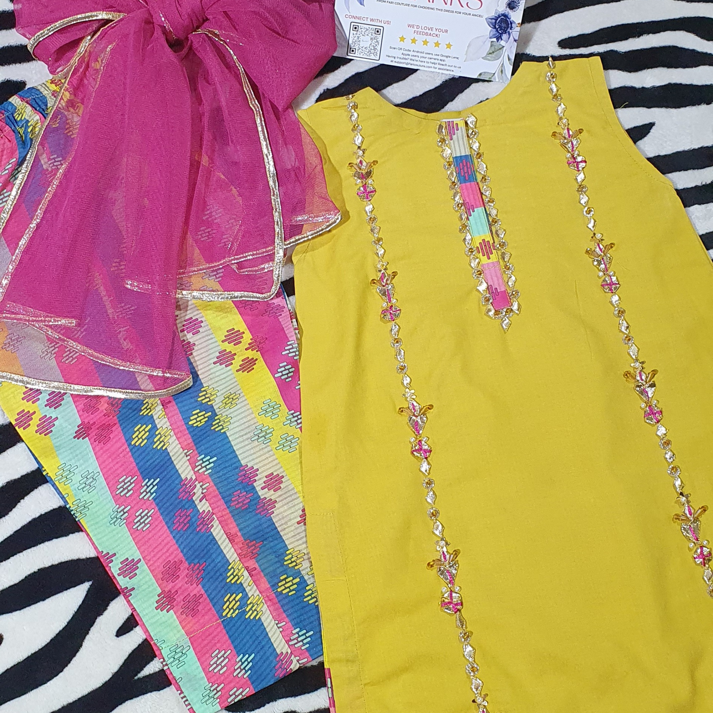 Phulkari Sunshine Yellow Lawn Dress | Eid Wear | Pakistani Kurti