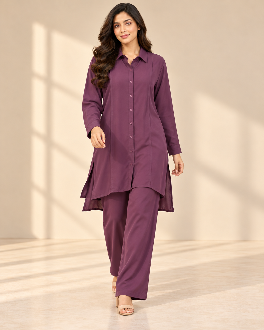 Plum Royal | Deep Plum 2 Piece Co-Ord Set | FariCouture