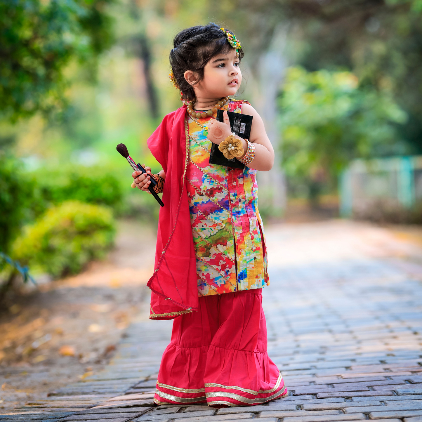 Festive Bloom Gharara Set – Goti & Tilla Embellished