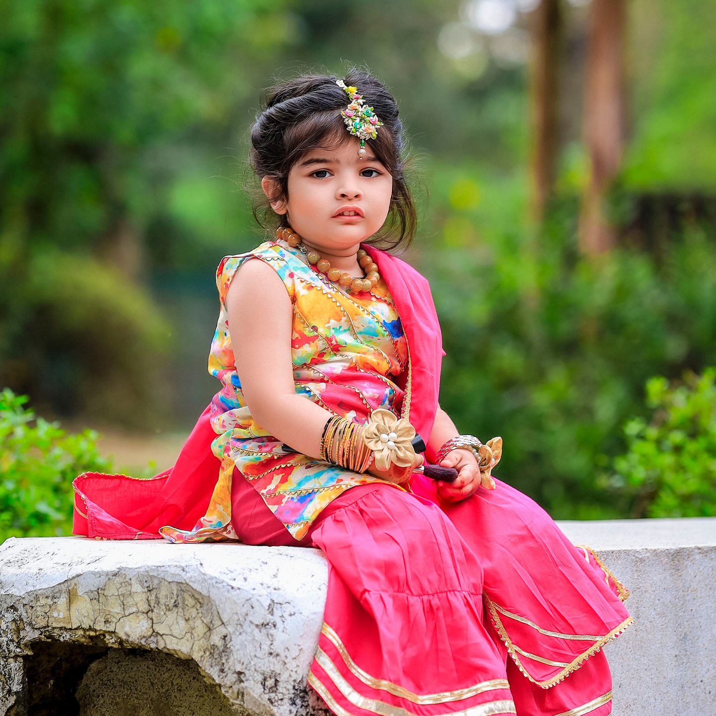 Festive Bloom Gharara Set – Goti & Tilla Embellished