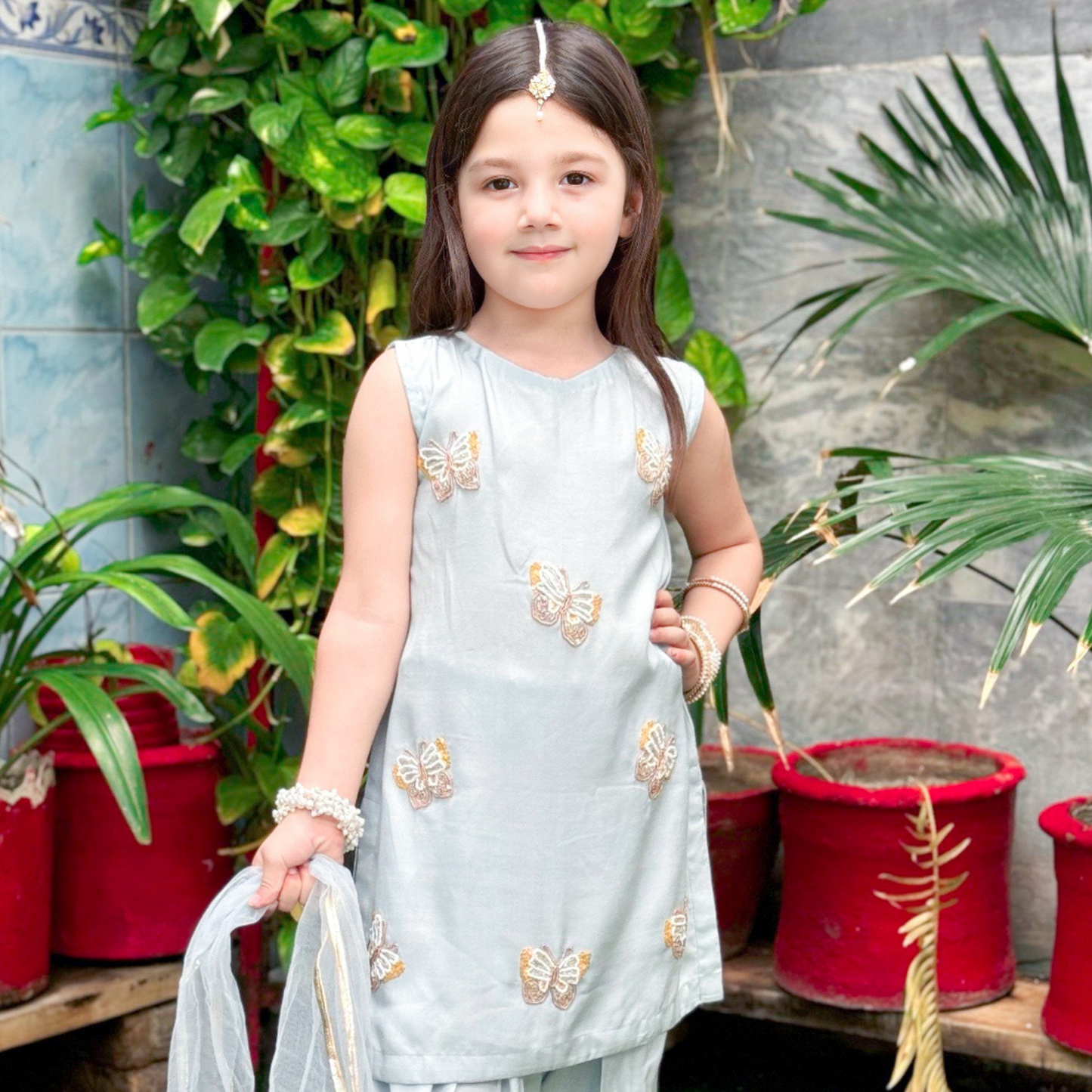 Azure Flutter Pastel Blue Lior Lawn Silk Eid Dress | Pakistani Eid Wear