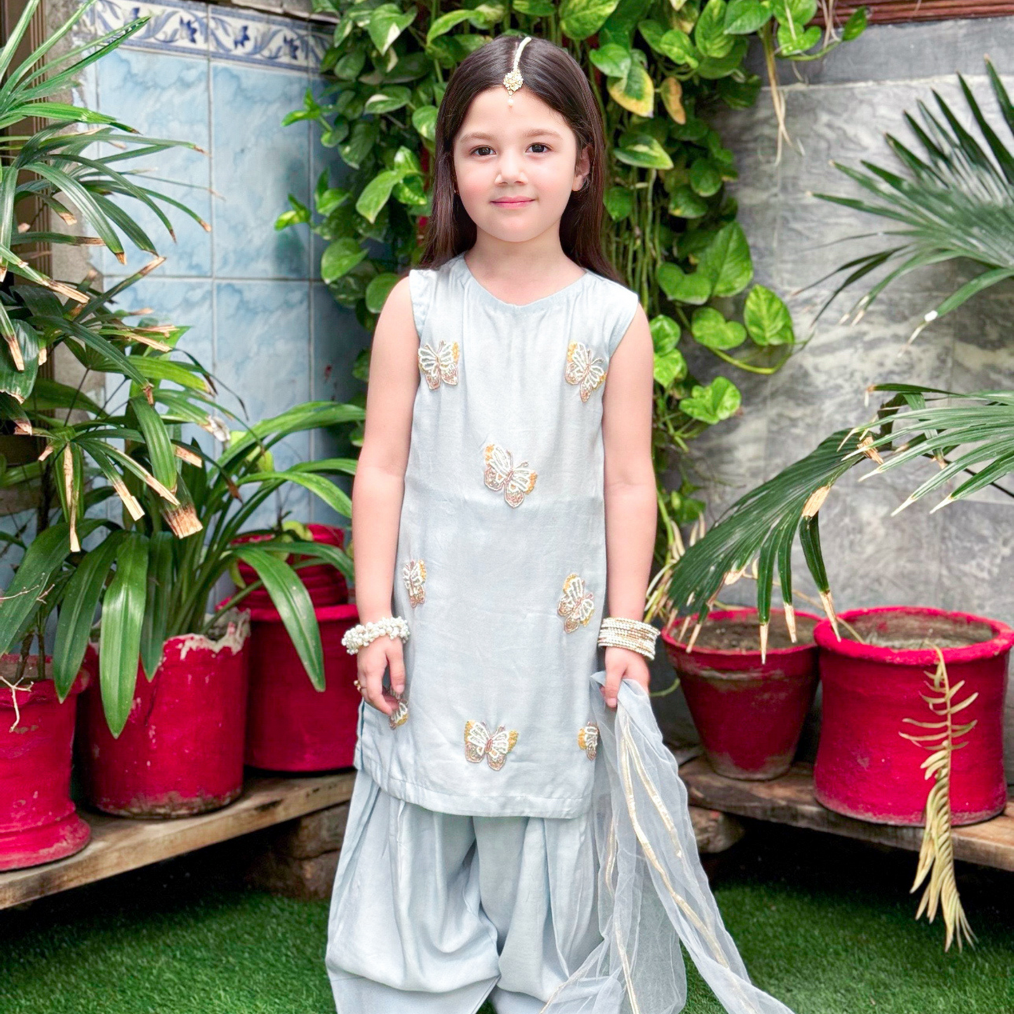 Azure Flutter Pastel Blue Lior Lawn Silk Eid Dress | Pakistani Eid Wear