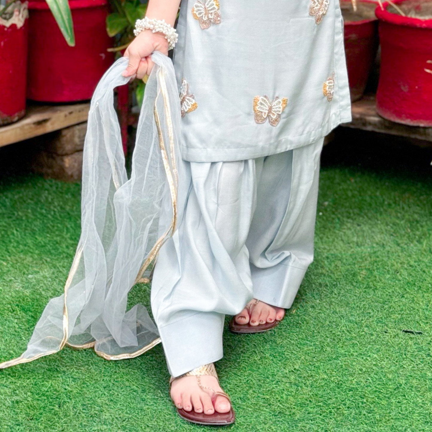 Azure Flutter Pastel Blue Lior Lawn Silk Eid Dress | Pakistani Eid Wear