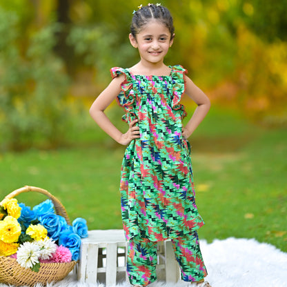 Blossom Breeze green dress with multi pattern