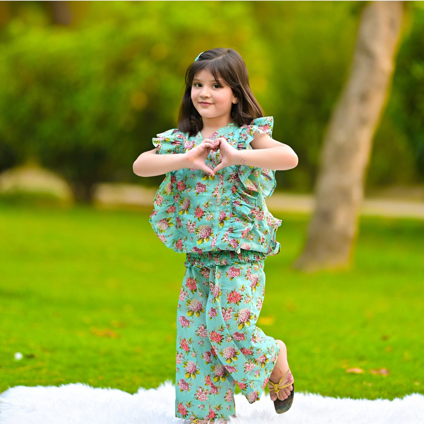 Blossom Breeze Teal frill dress