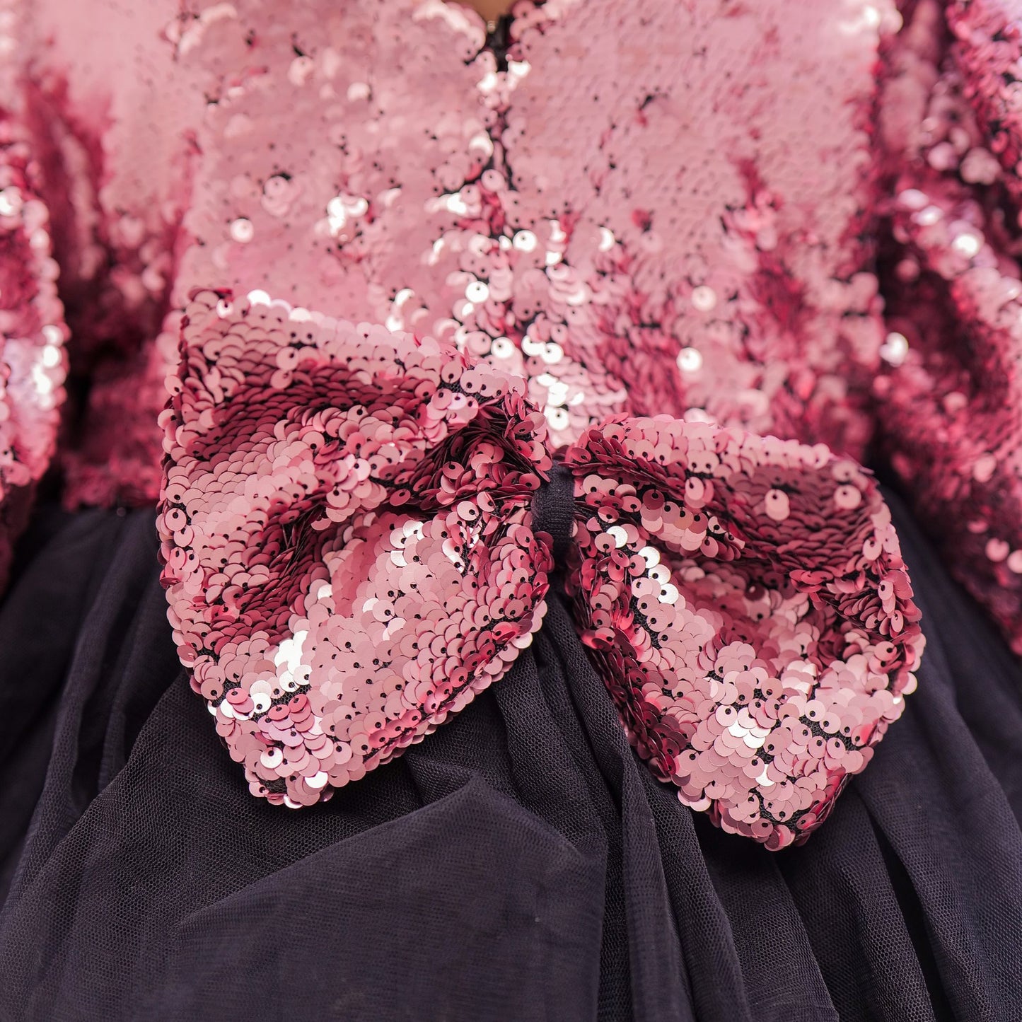 Luxury party dress Blush Sparkle Cascade Frock – Pink Sequined Net, Katan Silk & Cancan Layers