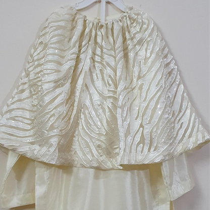 Ivory Off White Designer Dress For Girls | Sequin Net Cape Shirt With Straight Trouser | Luxury Kids Wear | FariCouture