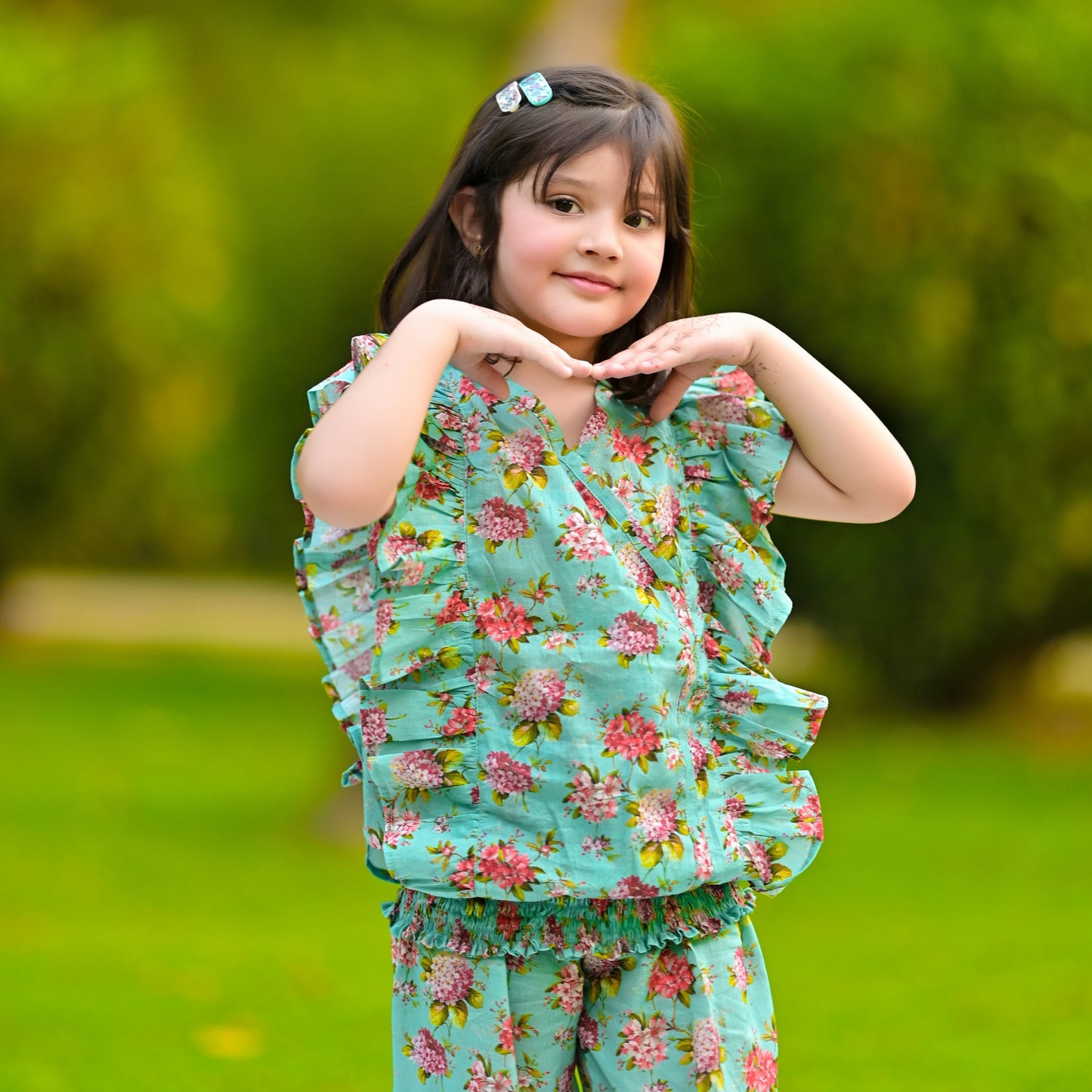 Blossom Breeze Teal frill dress