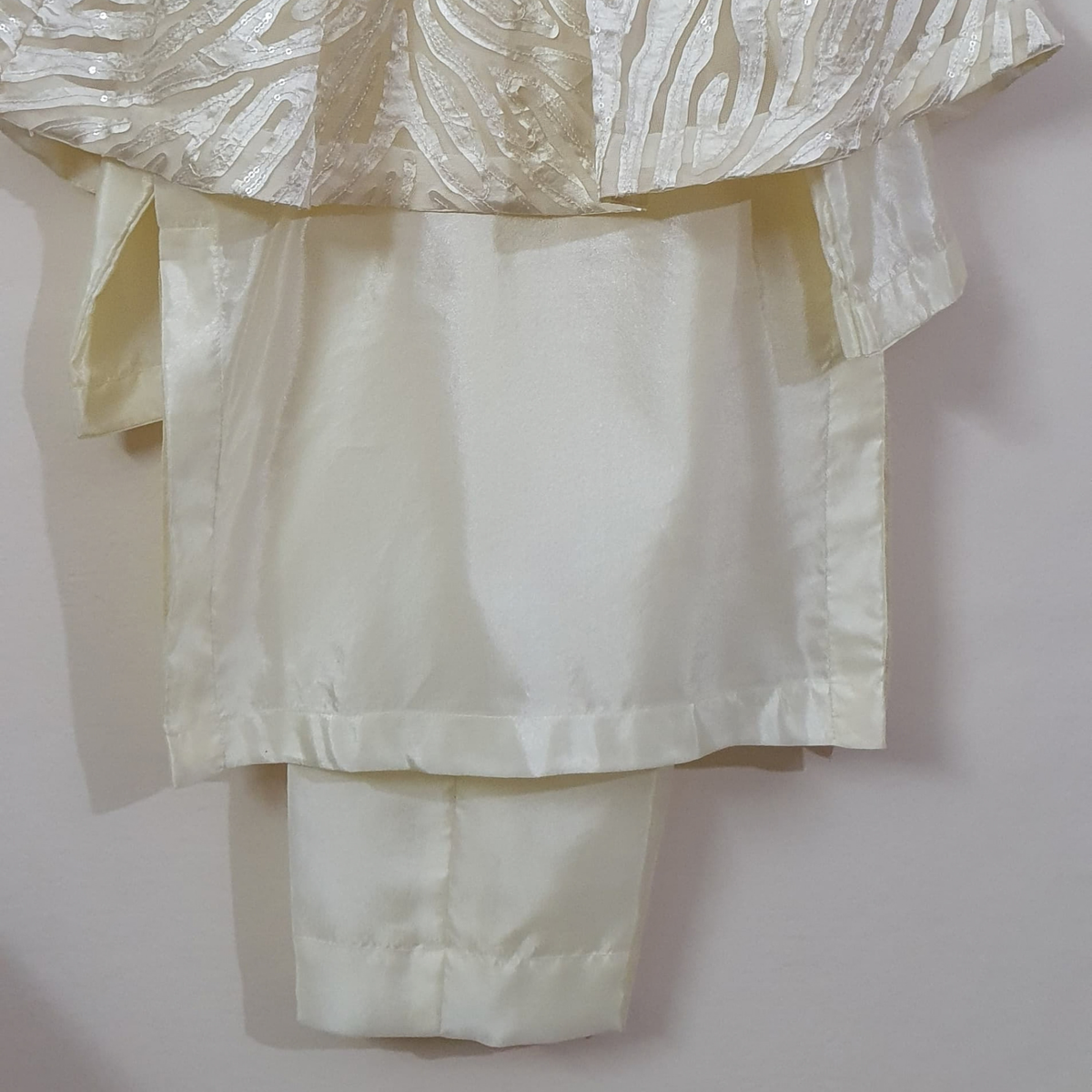 Ivory Off White Designer Dress For Girls | Sequin Net Cape Shirt With Straight Trouser | Luxury Kids Wear | FariCouture