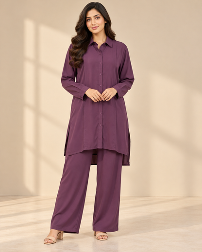 Plum Royal | Deep Plum 2 Piece Co-Ord Set | FariCouture