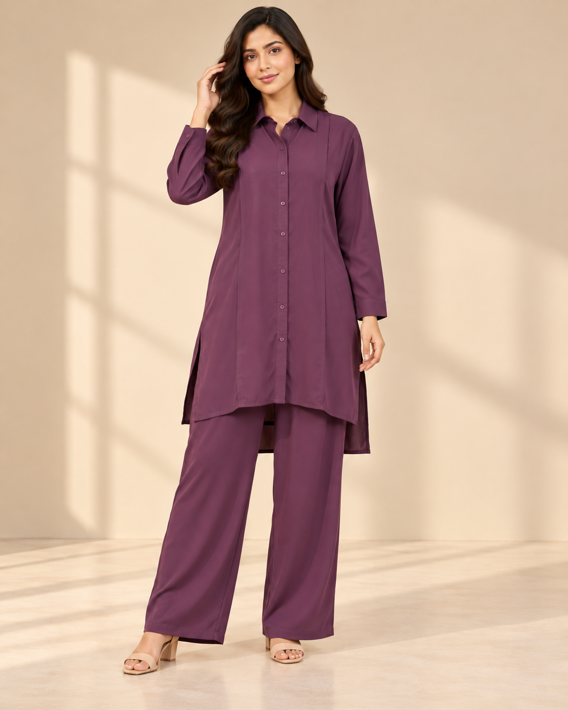 Plum Royal | Deep Plum 2 Piece Co-Ord Set | FariCouture