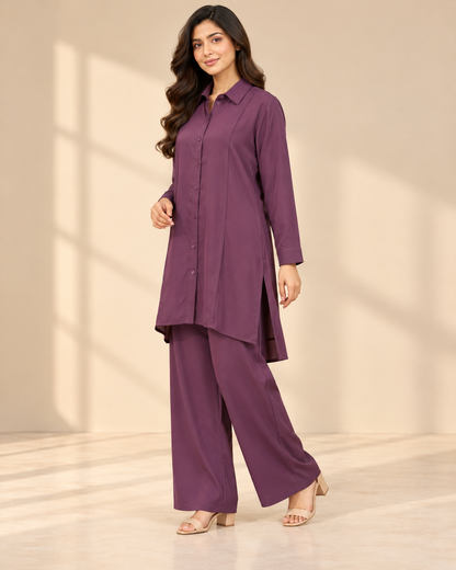 Plum Royal | Deep Plum 2 Piece Co-Ord Set | FariCouture
