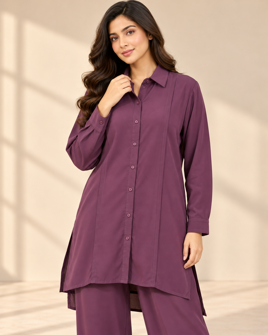 Plum Royal | Deep Plum 2 Piece Co-Ord Set | FariCouture