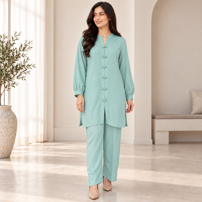Sage Serenity | Mint Green 2 Piece Co-Ord Set | FariCouture