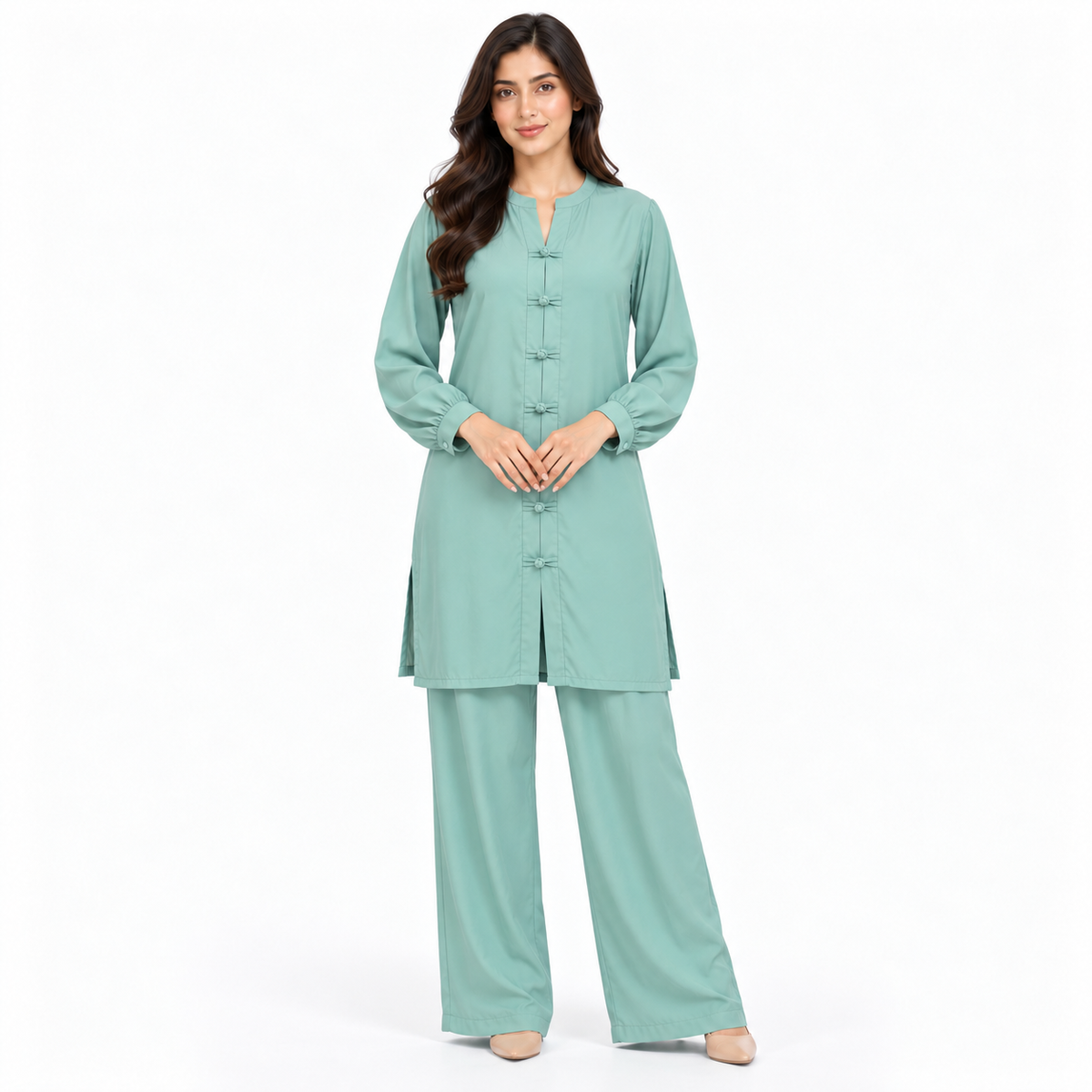 Sage Serenity | Mint Green 2 Piece Co-Ord Set | FariCouture