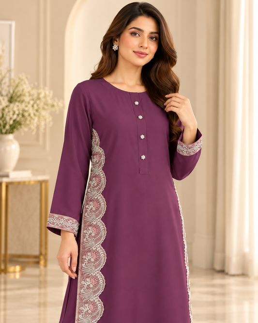 Plum Royal | Farshi Shalwar 2 Piece Suit | FariCouture